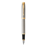 parker im fountain pen brushed metal gold trim medium nib