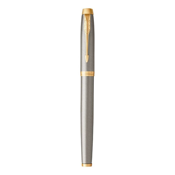 PARKER IM Rollerball Pen, Brushed Metal with Fine Point Black Ink Refill,  Gift Box (1931663)