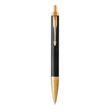 parker im ballpoint premium black gold trim medium point blue pen