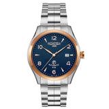 roamer r-100 automatic gents two tone blue dial stainless steel bracelet watch
