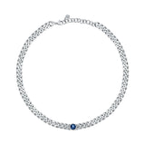 chiara ferragni chain necklace small chain with blue stone and white crystals 33cm + 7