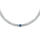 chiara ferragni chain necklace small chain with blue stone and white crystals 33cm + 7