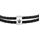 maserati jewels leather stainless steel bracelet dg leather black 38+3cm