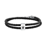 maserati jewels leather stainless steel bracelet dg leather black 38+3cm