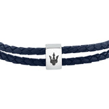 maserati jewels leather stainless steel bracelet black leather blue 38+3cm