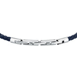 maserati jewels leather stainless steel bracelet black leather blue 38+3cm