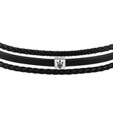 maserati jewels leather bracelet stainless steel black recycled leather black 19+3cm