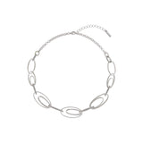 karen millen oval pave chain steel necklace