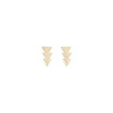 uno de 50 triple sense 2.5mm gold plated metals alloy earring with three overlapping triangles.