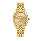 lucien rochat ladies quartz gold plated champagne dial bracelet watch