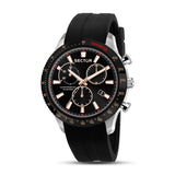 sector  270 45mm chronograph black dial black silicone strap watch