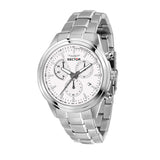 sector chronograph stainless steel white dial bracelet watch