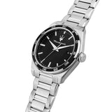 maserati velocita 41mm 3h black dial stainless steel bracelet