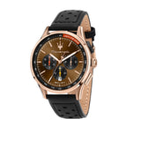 maserati sorpasso 42mm chrono brown dia black strap