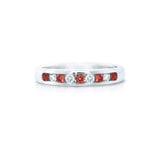 sterling silver ring with ruby-like stones, size 53