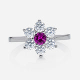 classic floral ring cluster with zirconia centrepiece in fine sterling silver