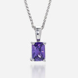 petite rectangular zirocnia cut in fine sterling silver