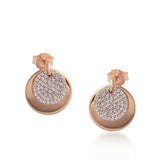 real effect rose 2 in 1 round partly stoneset earrings