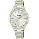 lorus quartz ladies two tone white dial bracelet watch