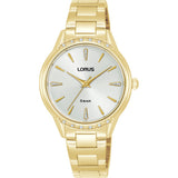 lorus quartz ladies gold plated white dial bracelet watch