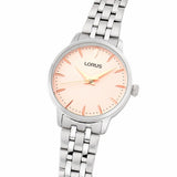 lorus quartz ladies stainless steel pink dial bracelet watch