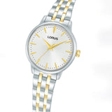 lorus quartz ladies two tone white dial bracelet watch