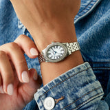 lorus quartz ladies stainless steel stone set white dial bracelet watch