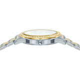 lorus quartz ladies two tone stone set white dial bracelet watch