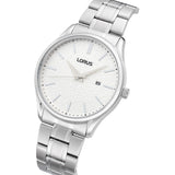 lorus quartz gents stainless steel white dial bracelet watch