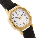 lorus quartz ladies gold plated white dial strap watch