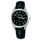 lorus quartz ladies stainless steel black dial strap watch