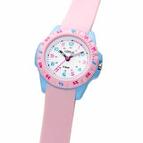 lorus quartz kids white dial pink silicone strap