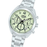 lorus quartz chronograph gents stainless steel green dial bracelet watch