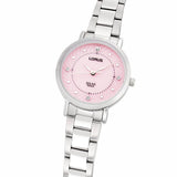 lorus solar ladies stainless steel pink dial bracelet watch