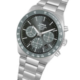 lorus solar chronograph gents stainless steel black dial bracelet watch