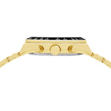 lorus solar chronograph gents gold plated black dial bracelet watch