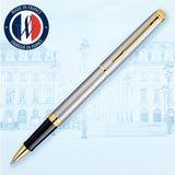 waterman - h�misph�re- roller ball  stainless steel with gold trim