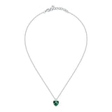 tesori pendant 925 silver large emerald heart cz 38+4cm