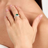 morellato silver tesori ring 925 rh cz green+white sz18