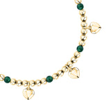 talismani bracelet heart steel yellow gold plated agat grn 16+3cm