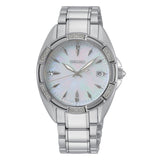 seiko quartz ladies stainless steel 18 diamonds mop dial bracelet watch