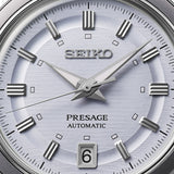 seiko presage style 60s in silvery violet bracelet watch
