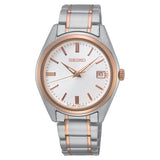 seiko quartz gents two tone white dial bracelet watch