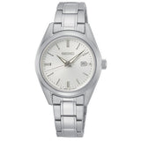 seiko quartz ladies stainless steel white dial bracelet watch