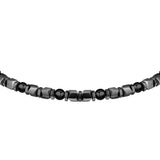 sector basic bracelet stainless steel grey hematite & black agate  stones 21cm