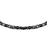 sector basic bracelet stainless steel grey hematite & black agate  stones 21cm
