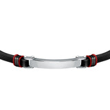 sector bandy bracelet black leather & ip black ring 22cm