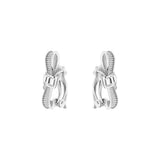dalika: ribbon bow clip earring silver/crystal