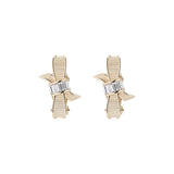 dalika: ribbon bow clip earring pale gold/crystal