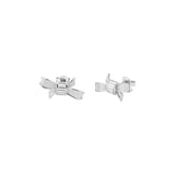 deljcia: mini ribbon bow stud earring silver/crystal